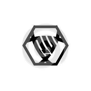QU Logo Monogram Triangle Shield Hexagonal Style