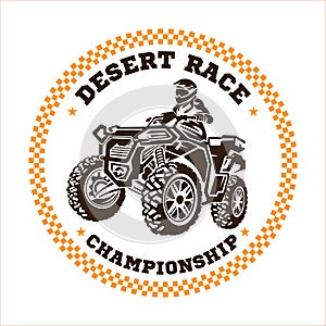 Quad ATV Extreme sport racing in badge logo design
