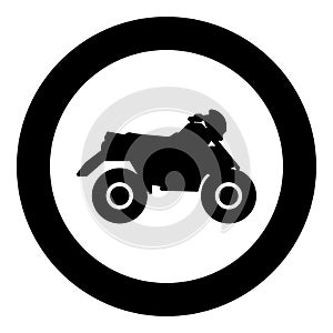 Quad bike ATV moto for ride racing all terrain vehicle icon in circle round black color vector illustration image solid outline