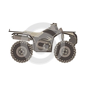 Quad bike , ATV side view monochrome flat in gray color theme