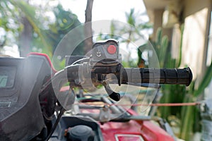 Quad bike controls close-up