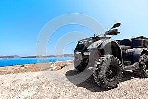 Quad bike parked on Santorini, Greece