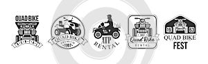 Quad Bike Rental Service Black And White Emblem Vector Set