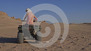 Quad bike ride through the desert near Hurghada, Egypt. Adventures in a desert.