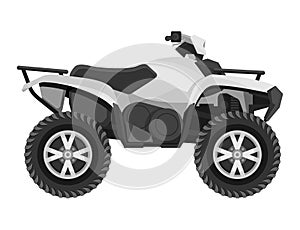 Quad bike in side view. four-wheeled motorcycle