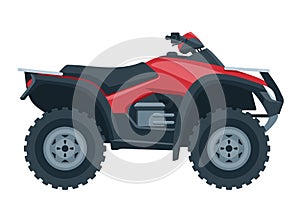 Quad bike in side view. motorcycle in flat style