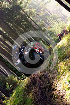 Quad bikes racing in forest