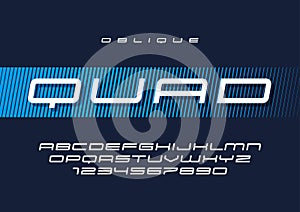 Quad vector oblique futuristic sports typeface, uppercase letter