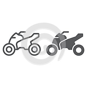 Quadbike line and glyph icon, bike and extreme, ATV motorcycle sign, vector graphics, a linear pattern on a white