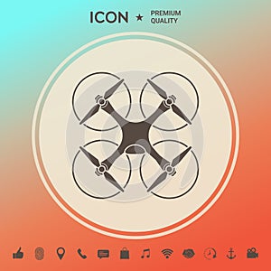 Quadcopter, flying drone icon