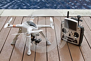 Quadcopter with gimbal and radio transmitter