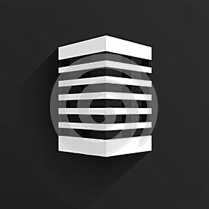 Quader mit perspectival stripes in black and white.