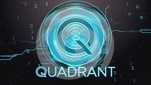 Quadrant cryptocurrency symbol. Hi-tech futuristic background illustration.
