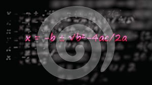 Quadratic formula written in neon
