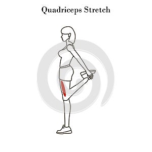 Quadriceps stretch exercise outline