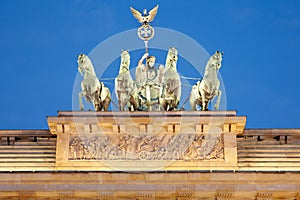 Quadriga on Brandeburg Gate at night, Berlin