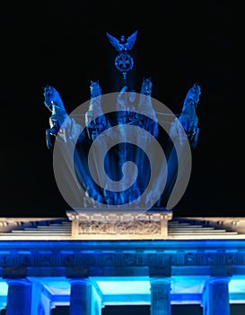 Quadriga on Brandenburg Gate at night photo