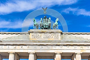 Quadriga of the Brandenburg Gate in summer. Berlin, Germany