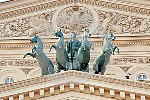 Quadriga on the building of the Bolshoi theatre in Moscow