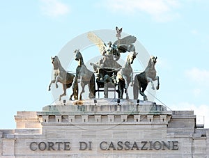 Quadriga upon Palace of Justice in Rome, Italy photo