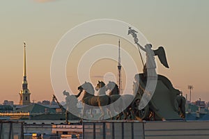 Quadriga on roof of Main Staff and spire of Peter photo