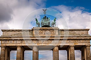 Quadriga on Top of the Brandenburger Tor (Brandenburg Gate) photo