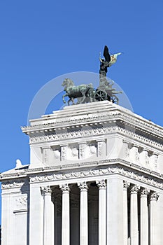 The Quadriga of Unity at the top of Propylaea, Victor Emmanuel II Monument, Rome, Italy