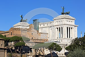 The Quadriga of Unity at the top of Propylaea, Victor Emmanuel II Monument,  Rome, Italy