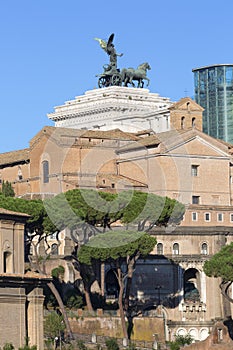 The Quadriga of Unity at the top of Propylaea, Victor Emmanuel II Monument, Rome, Italy