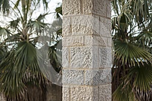 Quadrilateral column made of bricks photo
