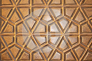 The quadrilateral patterns on the historical door of the Ottoman period close up.