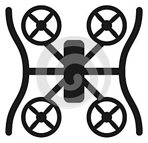 Quadrocopter black icon. Flying remote control aircraft