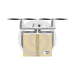 Quadrocopter with cargo. concept of fast shipping, innovative service and remote control toy