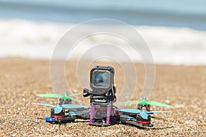 Quadrocopter, copter, drone with action camera
