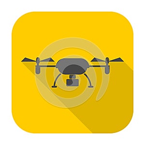 Quadrocopter Drone icon with long shadow