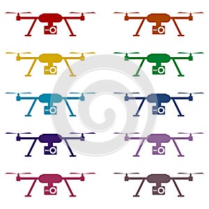 Quadrocopter Drone Icons set