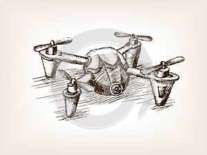 Quadrocopter drone sketch vector illustration