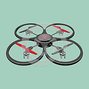 Quadrocopter isolated on light green background