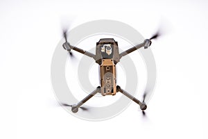 Quadrocopters with camera during flight in the sky