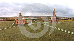 Quadrocopters removes beautiful Orthodox Cathedral in autumn