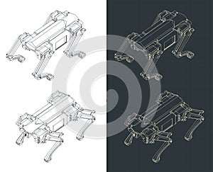 Quadruped robot isometric blueprints