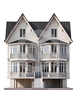 Quadruplex house on transparent background