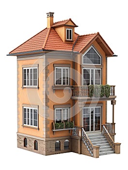 Quadruplex house on transparent background