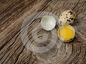 Quail egg on wooden backgrond.