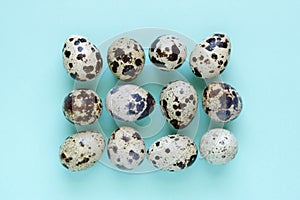 Quail eggs in blue