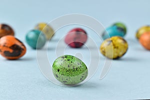 The quail eggs. Easter painted eggs. Holy Easter