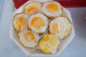 Quail eggs and fried quail eggs