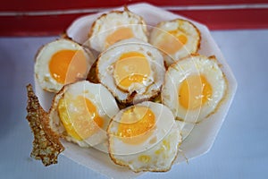 Quail eggs and fried quail eggs