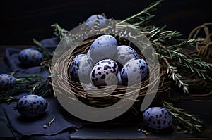 quail eggs in a nest quail eggs in a basket
