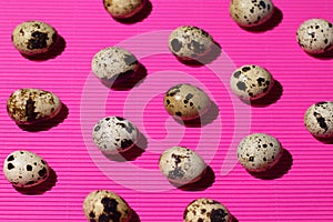 Quail eggs pattern on a textured pink background